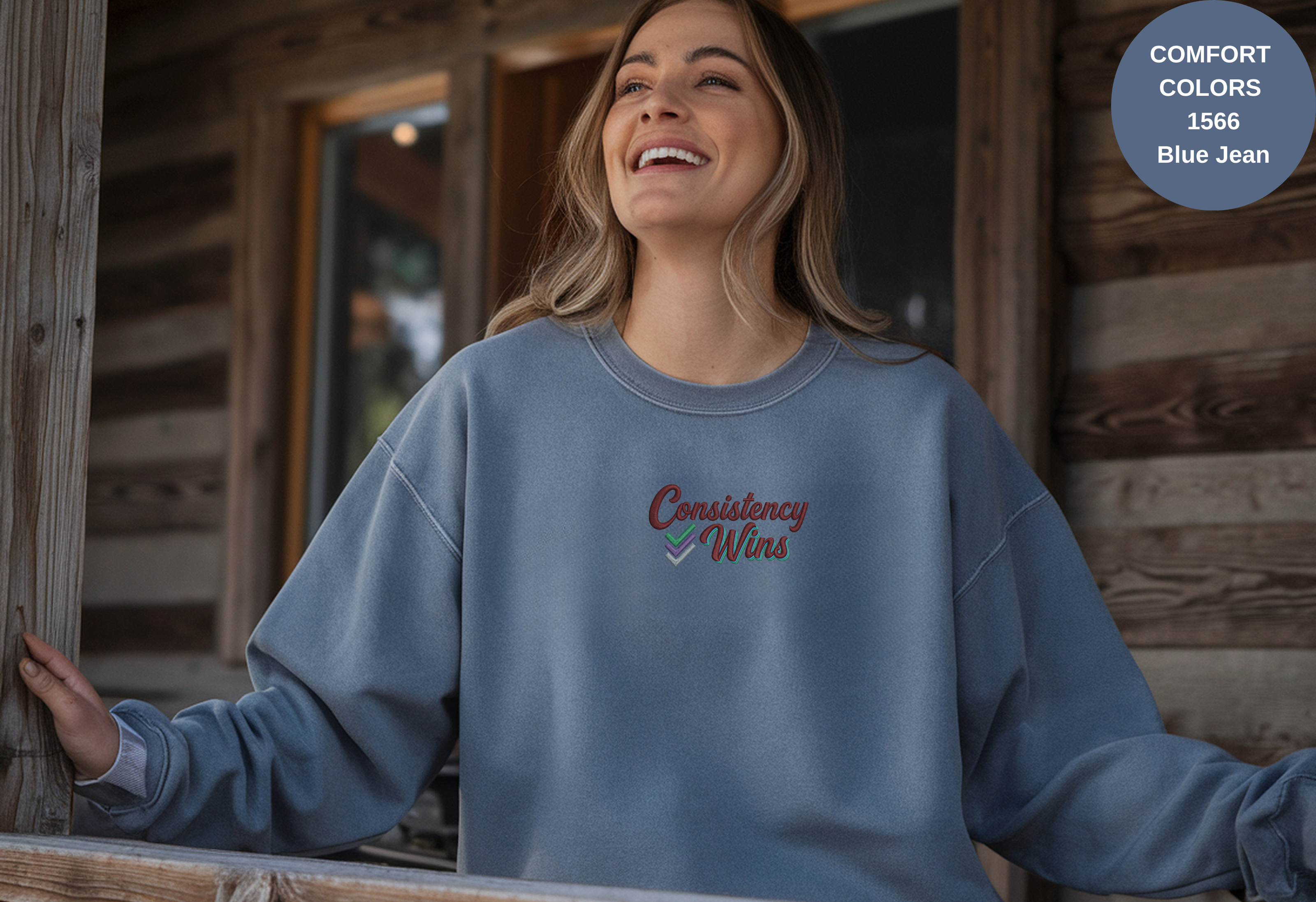 Unisex Garment-Dyed Sweatshirt with Consistency Wins Embroidery