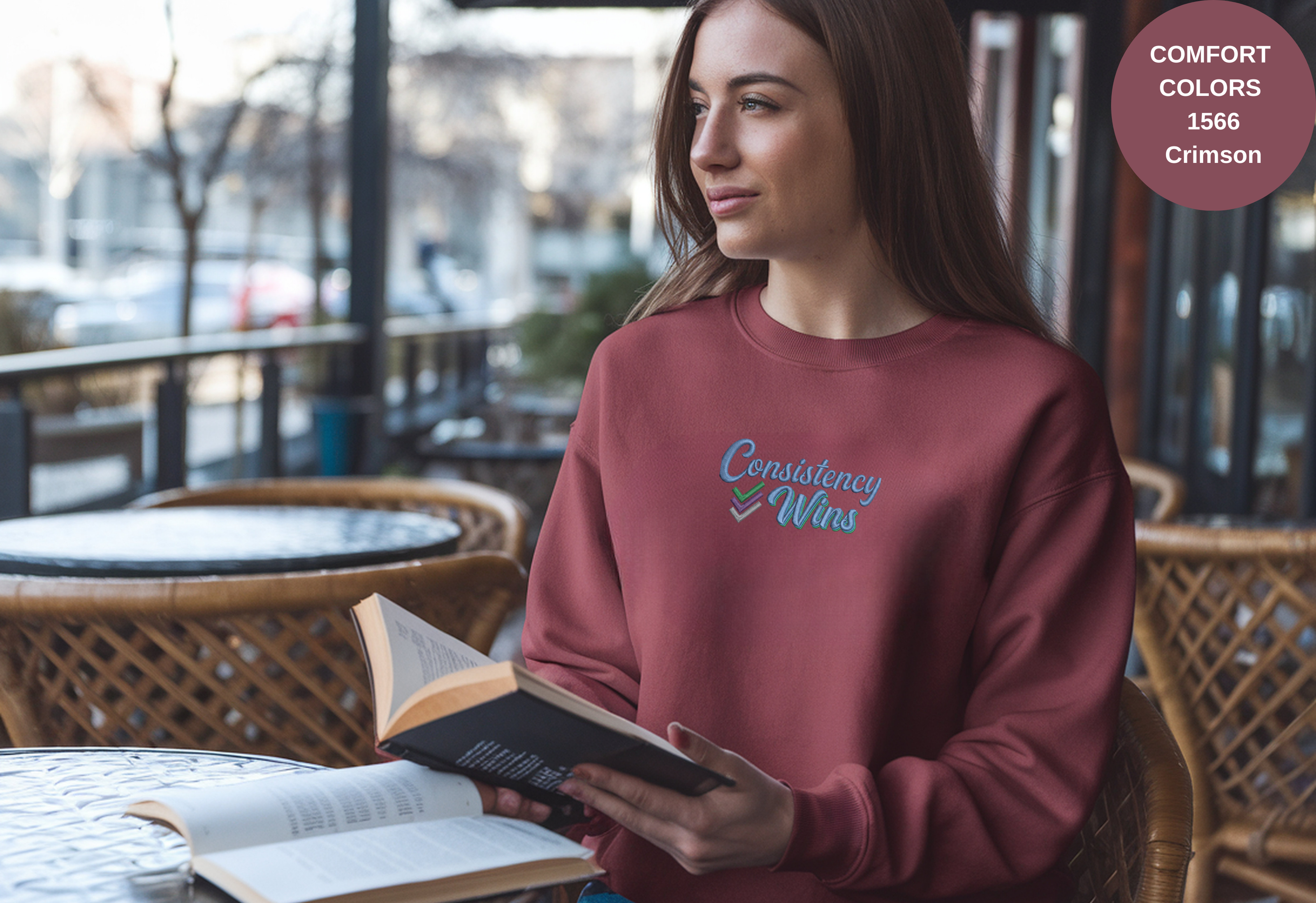 Unisex Garment-Dyed Sweatshirt with Consistency Wins Embroidery