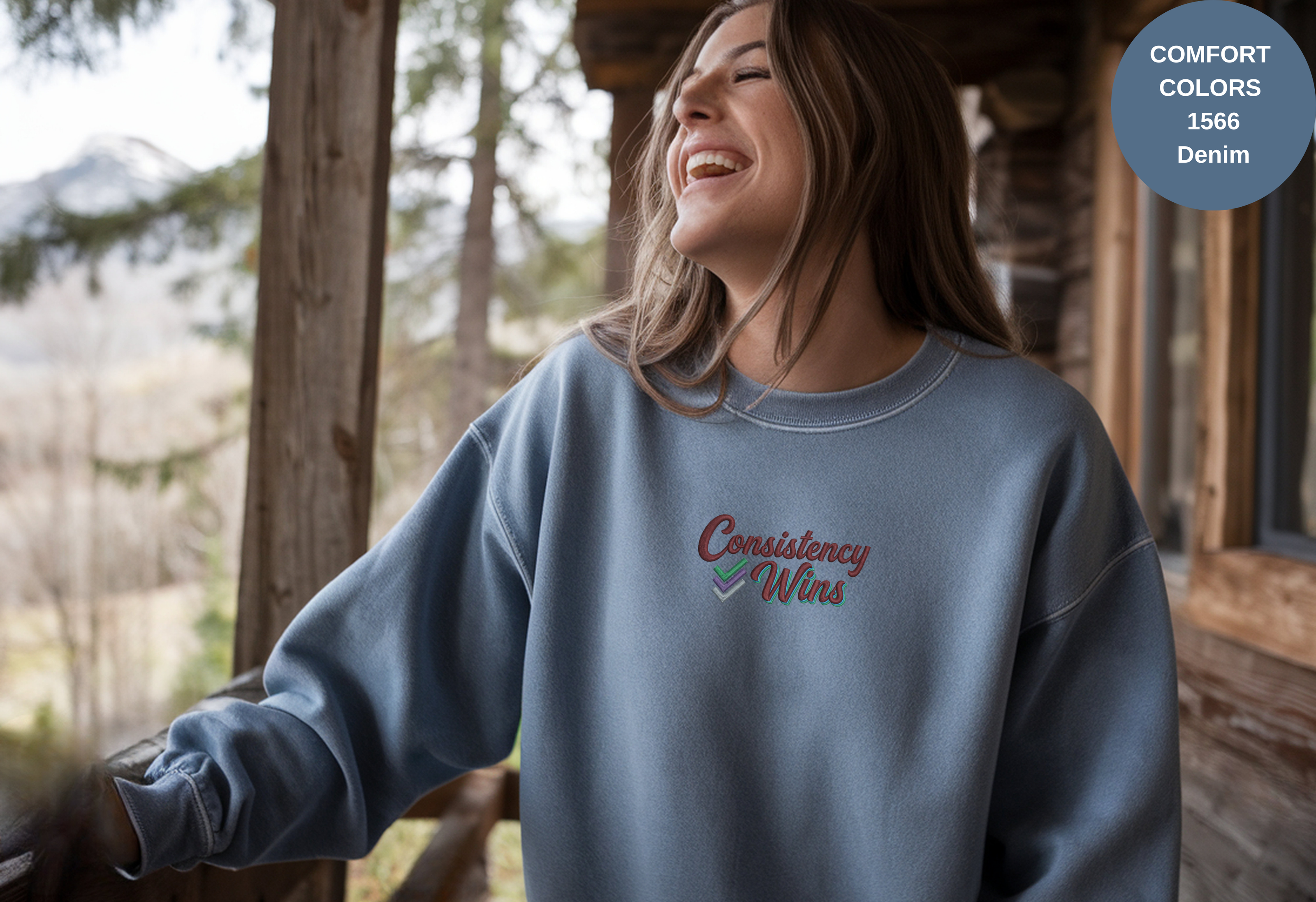 Unisex Garment-Dyed Sweatshirt with Consistency Wins Embroidery