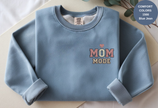 Unisex Garment-Dyed Sweatshirt with Mom Mode Embroidery
