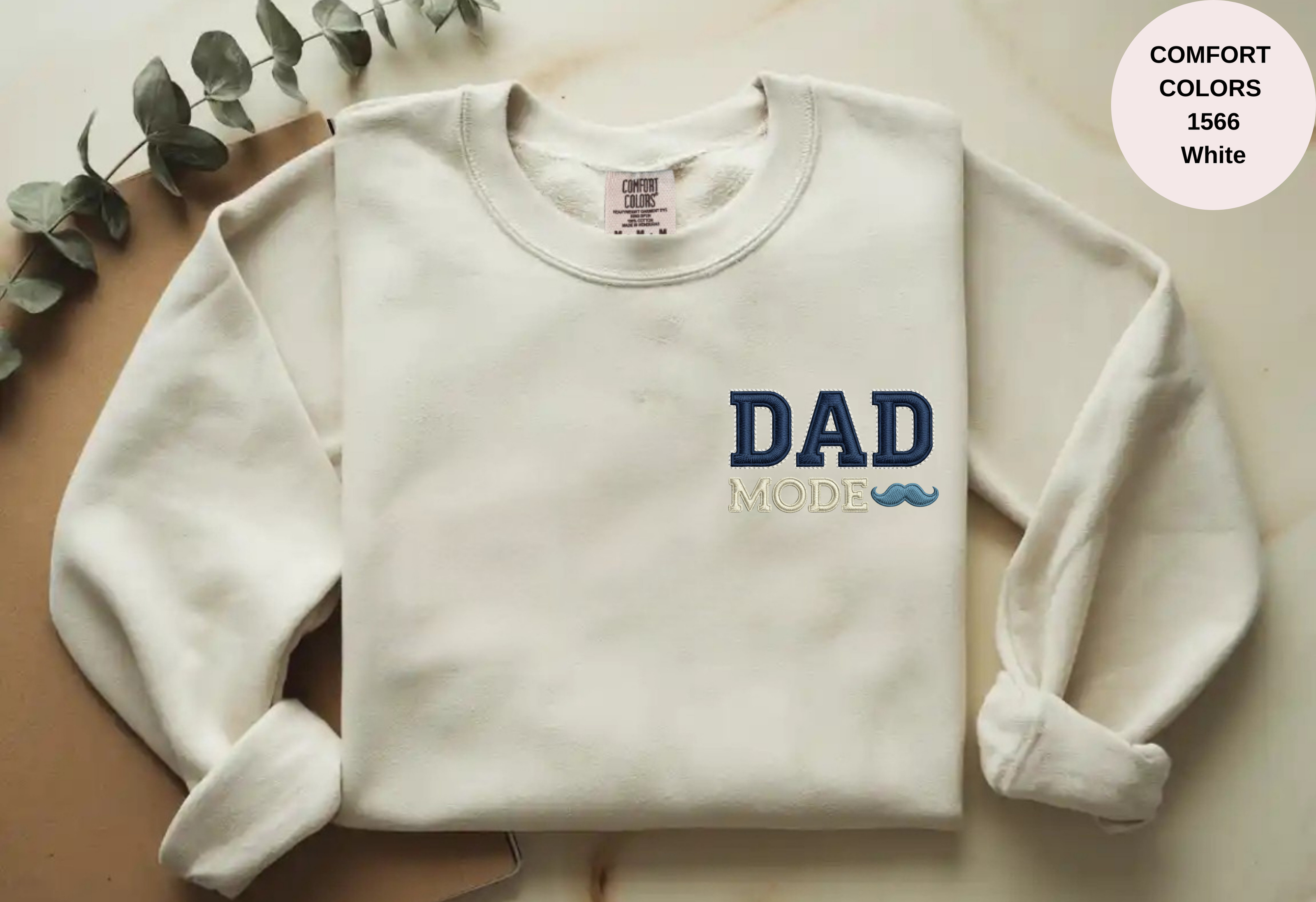 Unisex Garment-Dyed Sweatshirt with Dad Mode Embroidery
