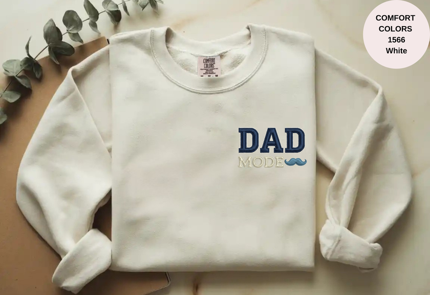 Unisex Garment-Dyed Sweatshirt with Dad Mode Embroidery