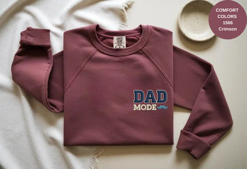 Unisex Garment-Dyed Sweatshirt with Dad Mode Embroidery