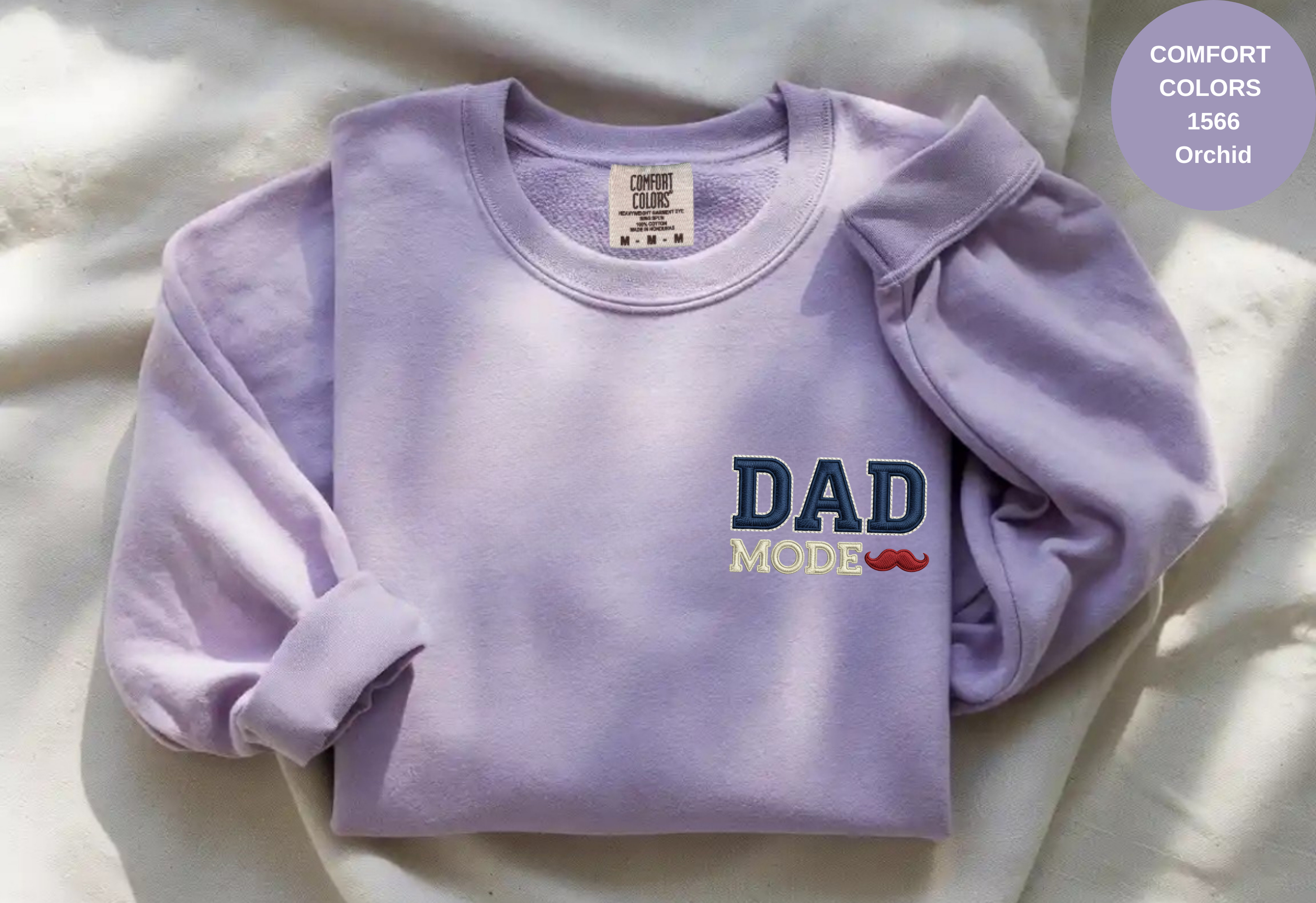 Unisex Garment-Dyed Sweatshirt with Dad Mode Embroidery