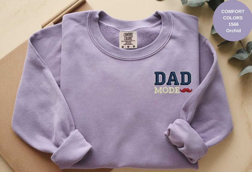 Unisex Garment-Dyed Sweatshirt with Dad Mode Embroidery