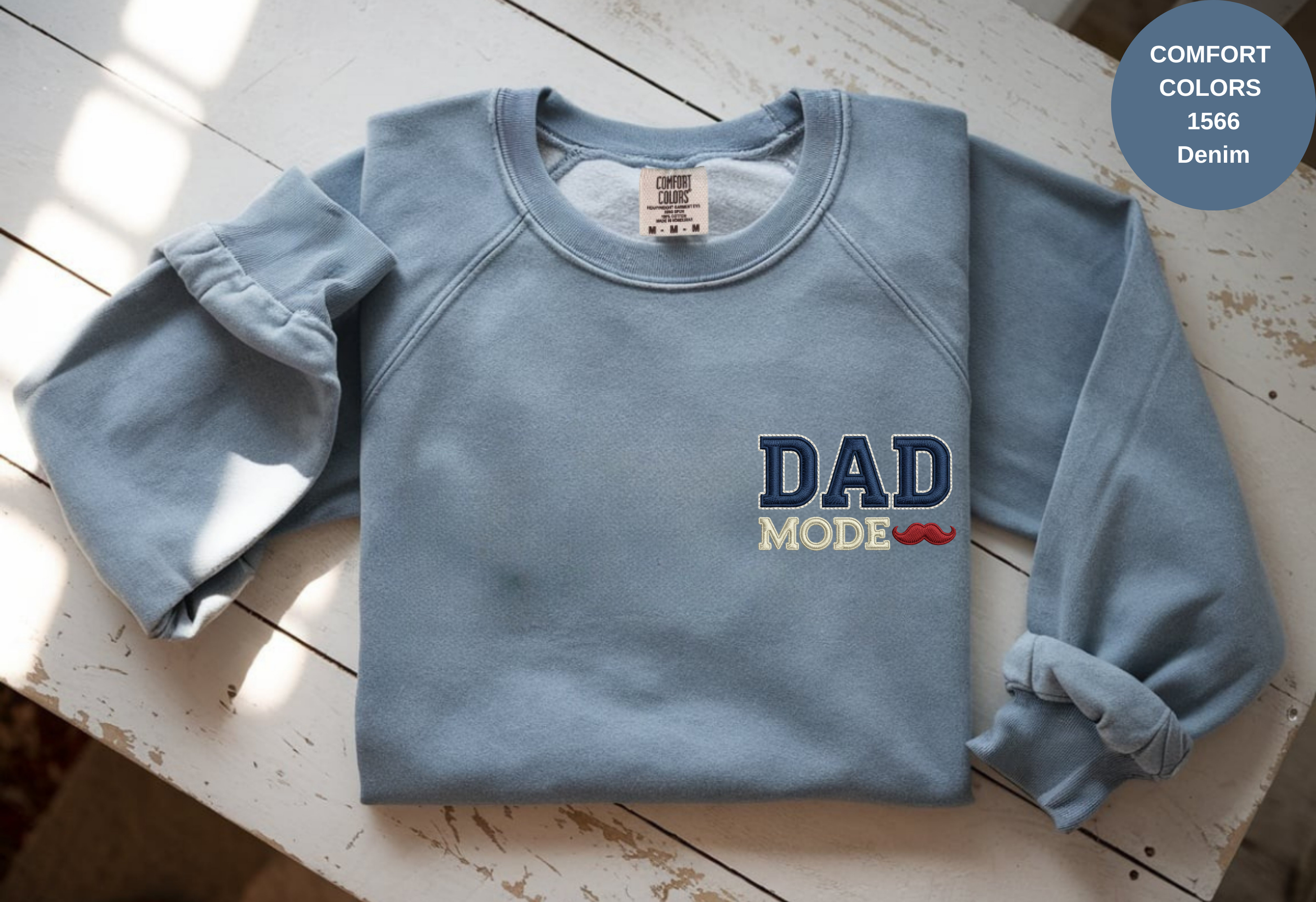 Unisex Garment-Dyed Sweatshirt with Dad Mode Embroidery