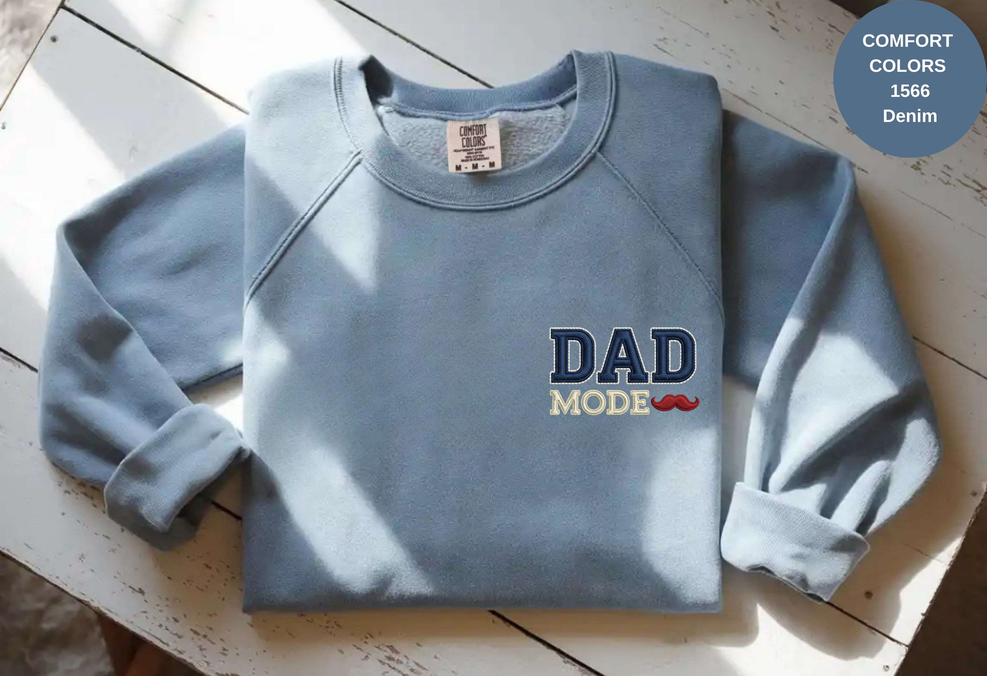 Unisex Garment-Dyed Sweatshirt with Dad Mode Embroidery