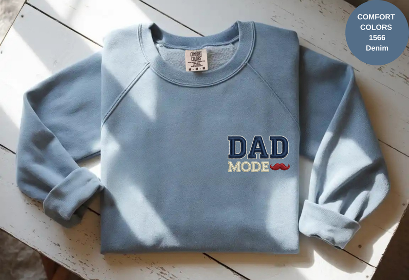 Unisex Garment-Dyed Sweatshirt with Dad Mode Embroidery