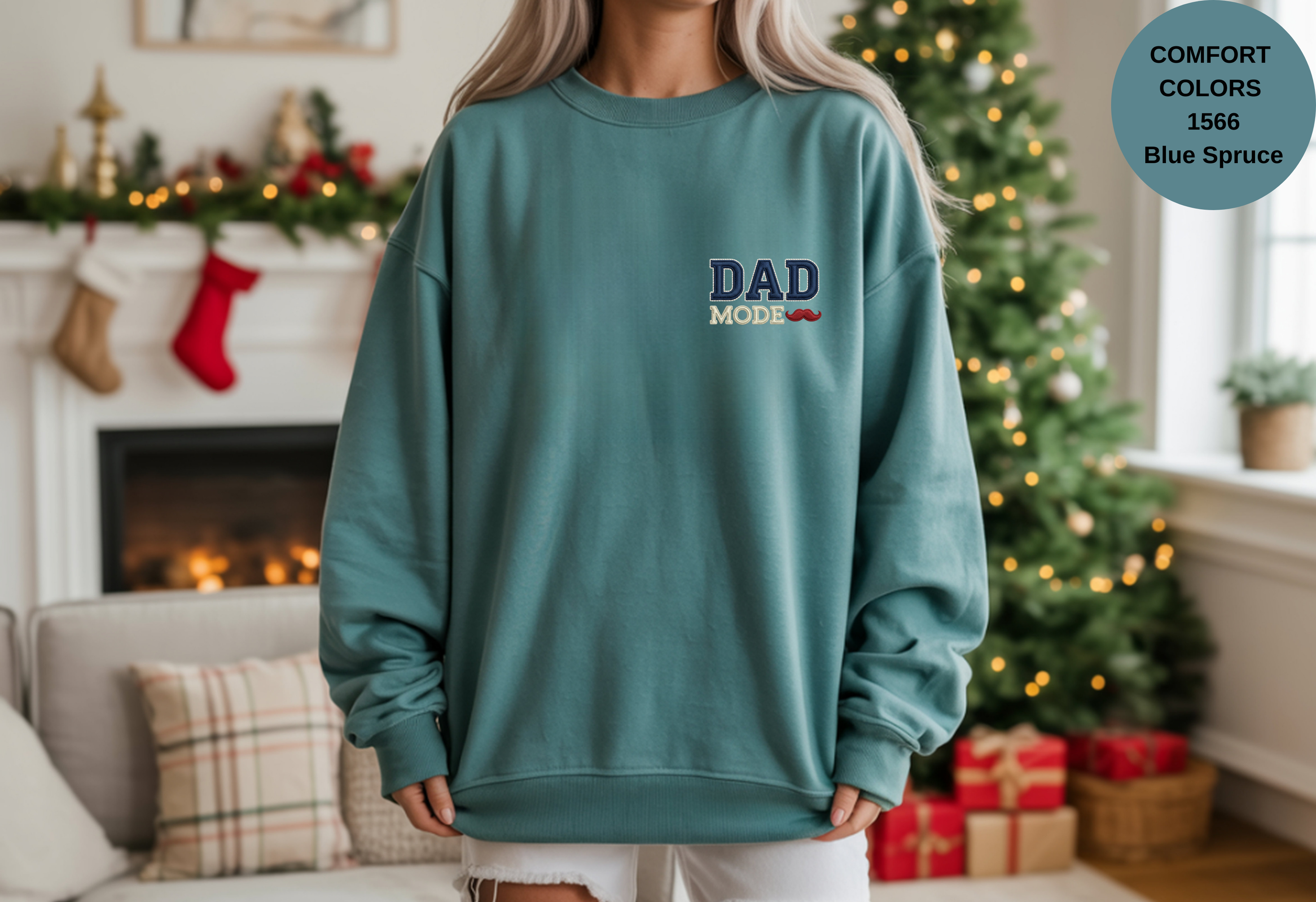 Unisex Garment-Dyed Sweatshirt with Dad Mode Embroidery