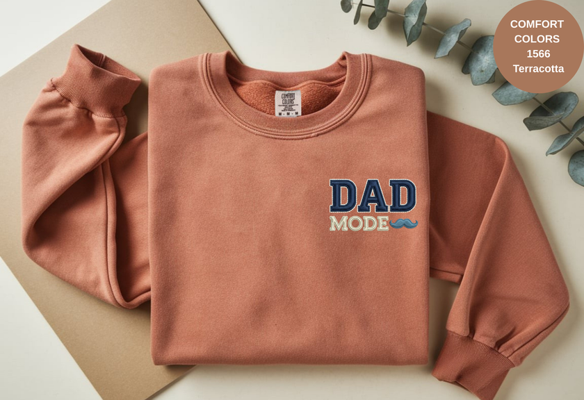 Unisex Garment-Dyed Sweatshirt with Dad Mode Embroidery
