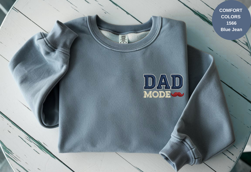 Unisex Garment-Dyed Sweatshirt with Dad Mode Embroidery