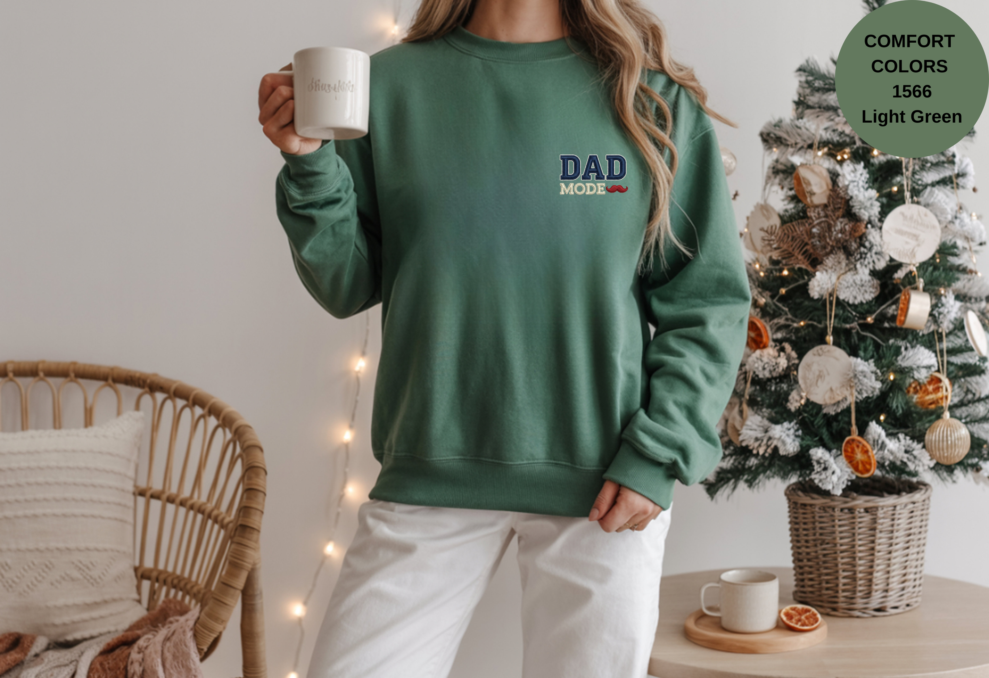 Unisex Garment-Dyed Sweatshirt with Dad Mode Embroidery