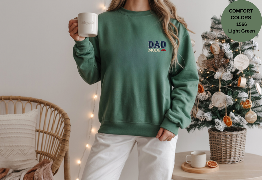Unisex Garment-Dyed Sweatshirt with Dad Mode Embroidery