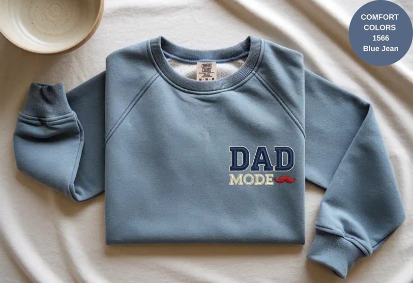 Unisex Garment-Dyed Sweatshirt with Dad Mode Embroidery