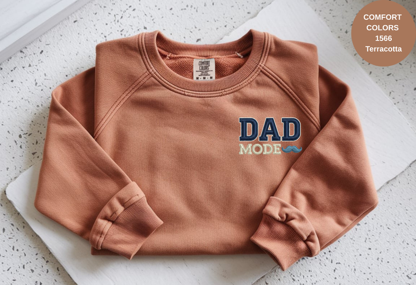 Unisex Garment-Dyed Sweatshirt with Dad Mode Embroidery