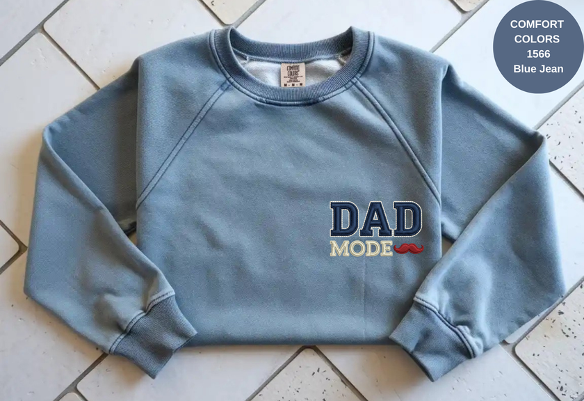 Unisex Garment-Dyed Sweatshirt with Dad Mode Embroidery