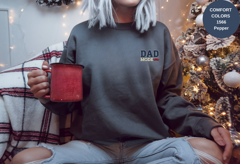Unisex Garment-Dyed Sweatshirt with Dad Mode Embroidery