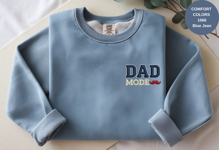 Unisex Garment-Dyed Sweatshirt with Dad Mode Embroidery
