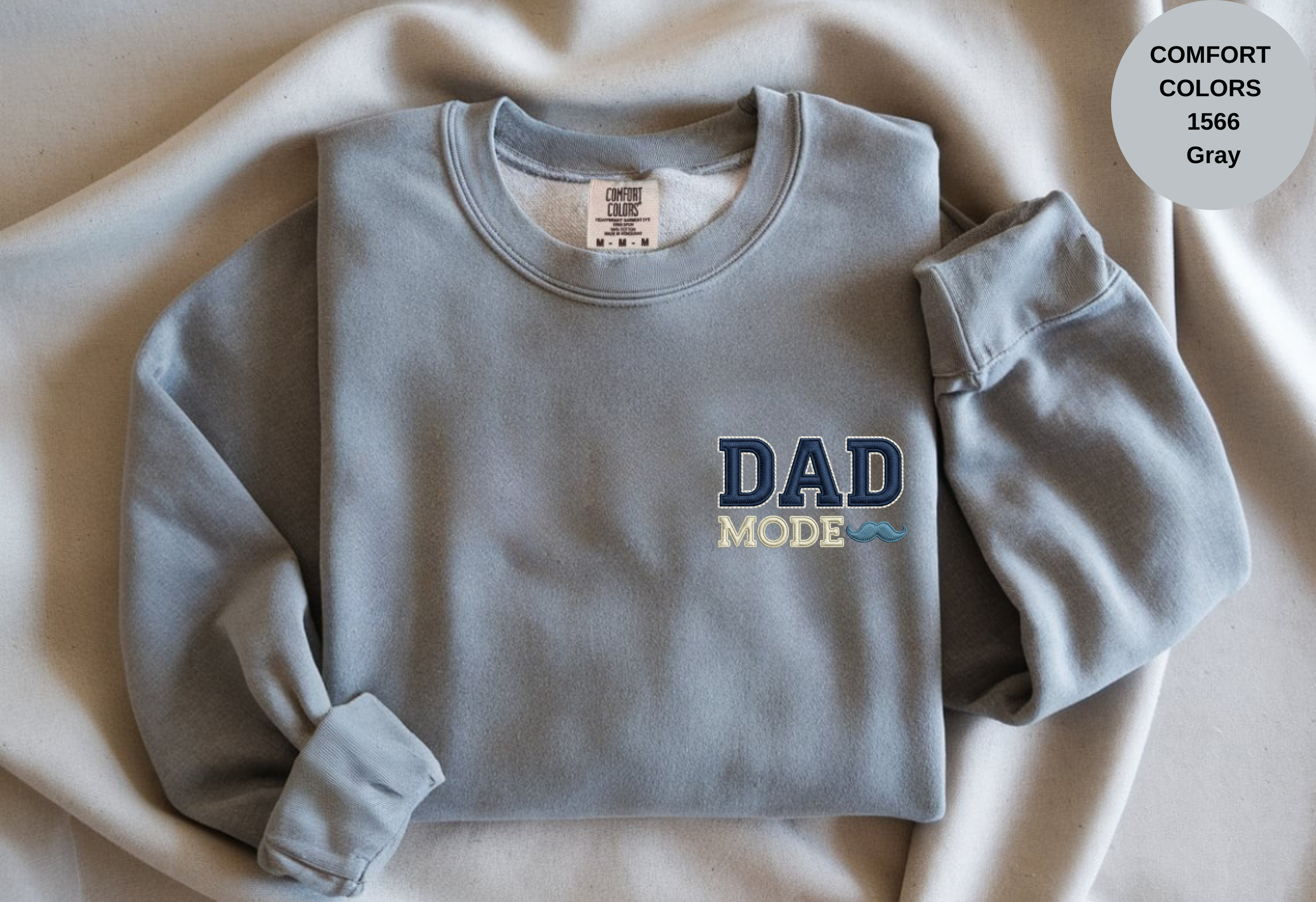 Unisex Garment-Dyed Sweatshirt with Dad Mode Embroidery
