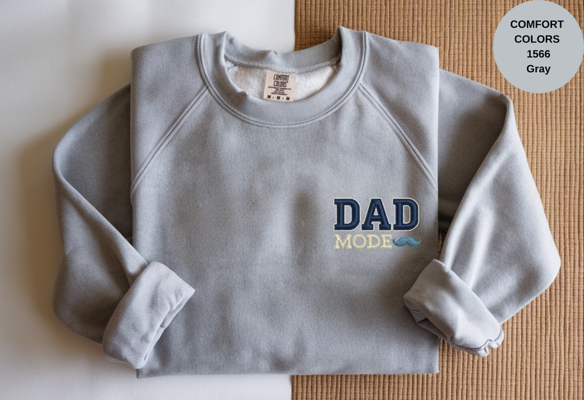 Unisex Garment-Dyed Sweatshirt with Dad Mode Embroidery