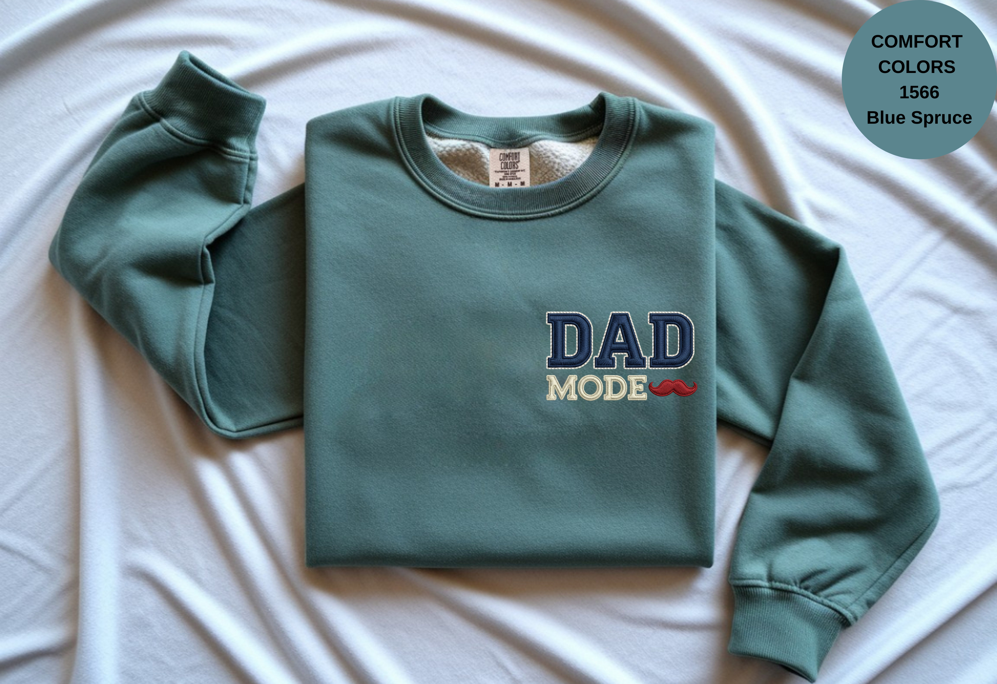 Unisex Garment-Dyed Sweatshirt with Dad Mode Embroidery