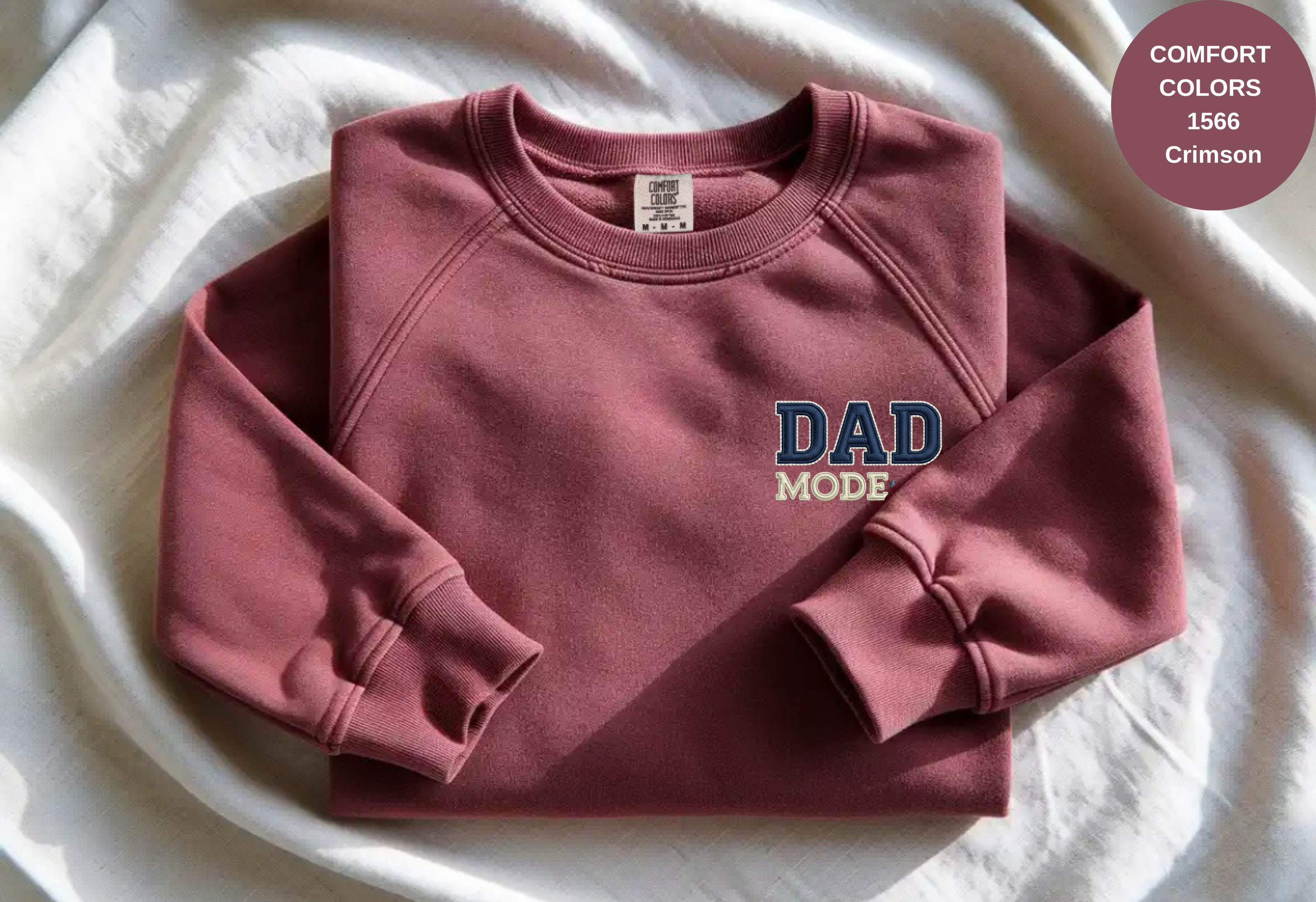Unisex Garment-Dyed Sweatshirt with Dad Mode Embroidery