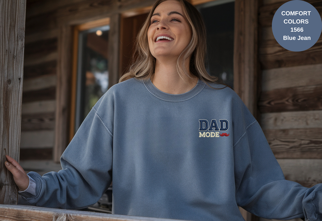 Unisex Garment-Dyed Sweatshirt with Dad Mode Embroidery