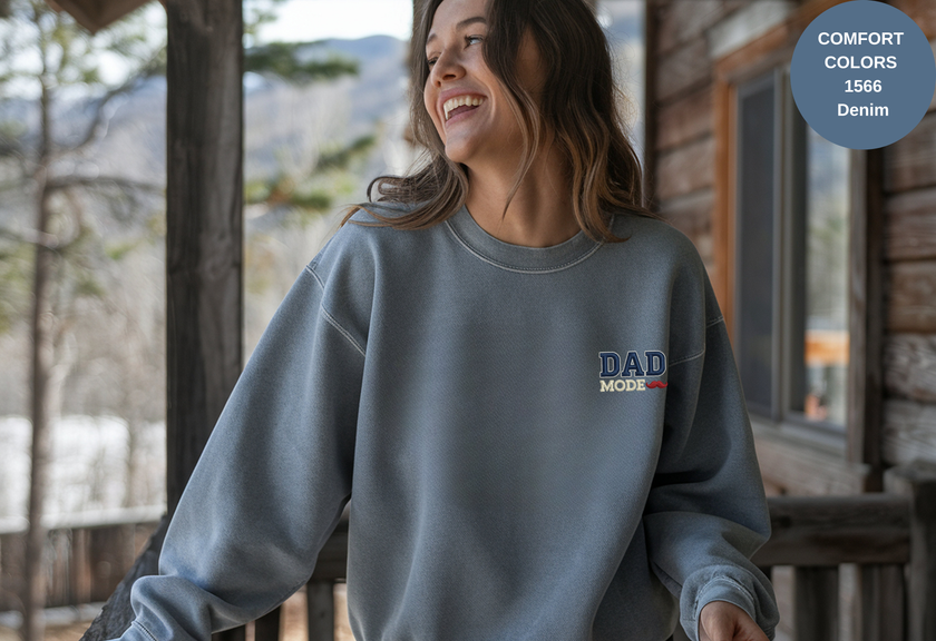Unisex Garment-Dyed Sweatshirt with Dad Mode Embroidery