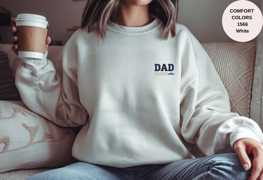 Unisex Garment-Dyed Sweatshirt with Dad Mode Embroidery