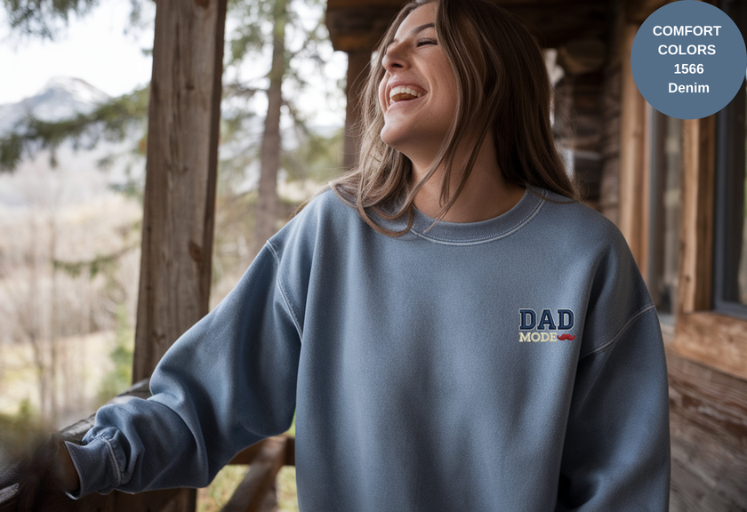 Unisex Garment-Dyed Sweatshirt with Dad Mode Embroidery