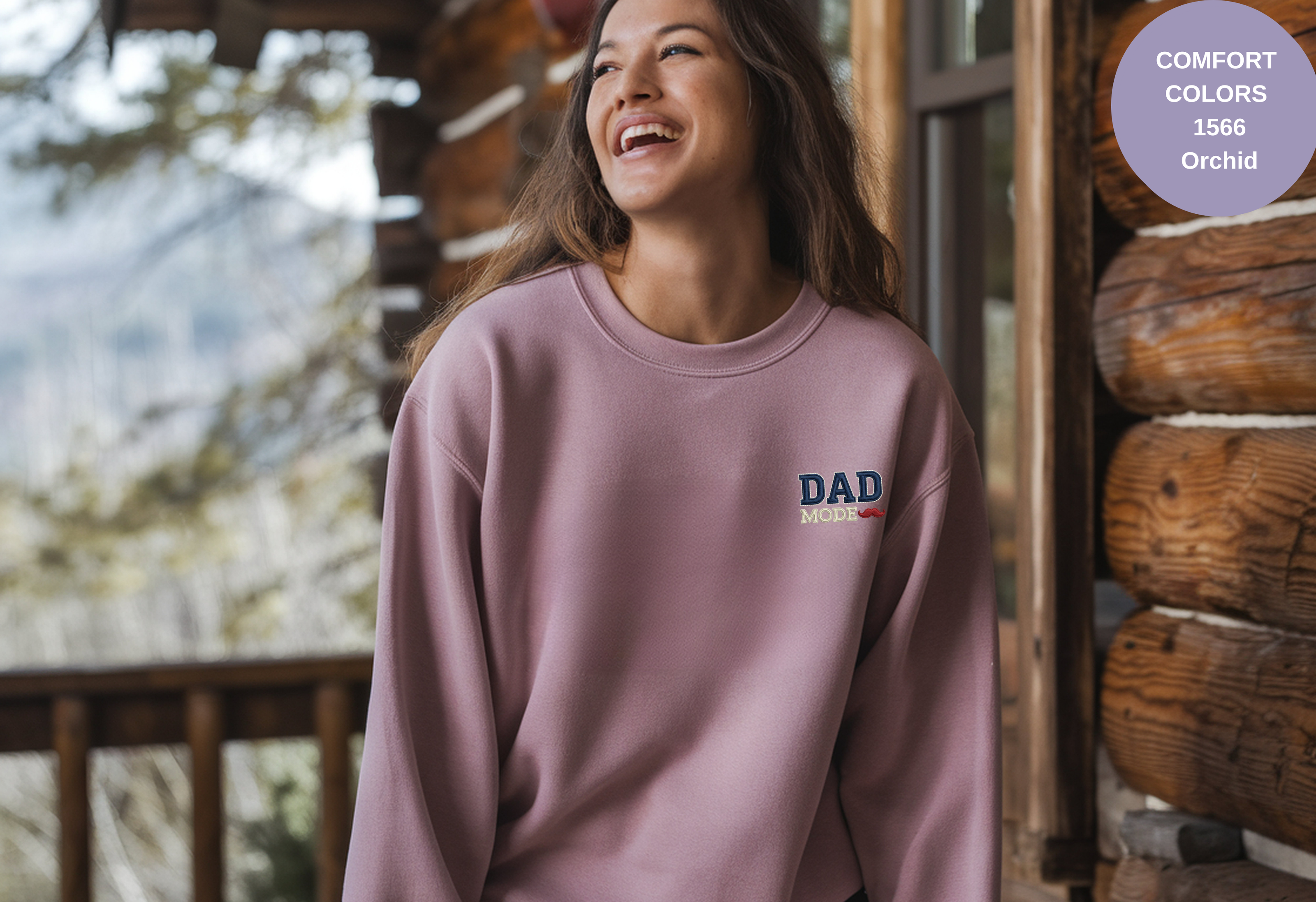 Unisex Garment-Dyed Sweatshirt with Dad Mode Embroidery