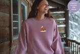 Unisex Garment-Dyed Sweatshirt with Cozy Cabin Embroidery