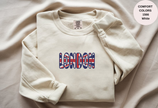 Unisex Garment-Dyed Sweatshirt with London Flag Embroidery