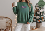 Unisex Garment-Dyed Sweatshirt with London Flag Embroidery