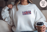 Unisex Garment-Dyed Sweatshirt with London Flag Embroidery