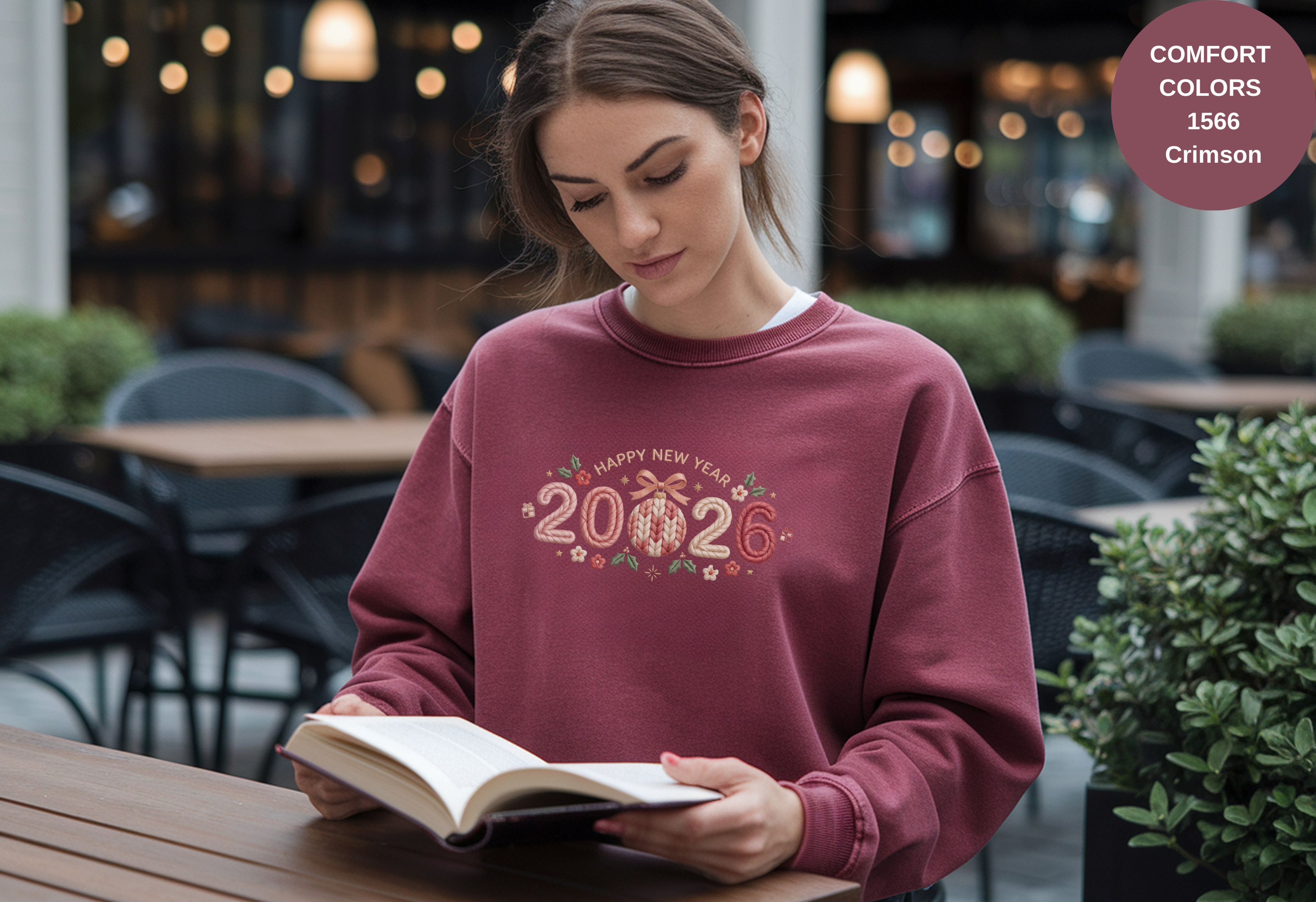 Happy New Year 2026 Knitted-Style Print Sweatshirt – Unisex Garment-Dyed