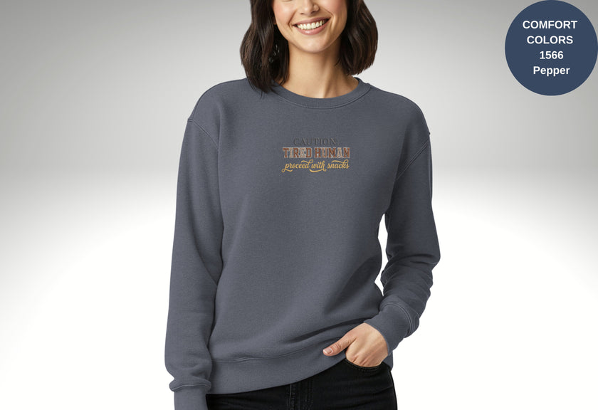 Caution Tired Human Printed Unisex Garment-Dyed Sweatshirt