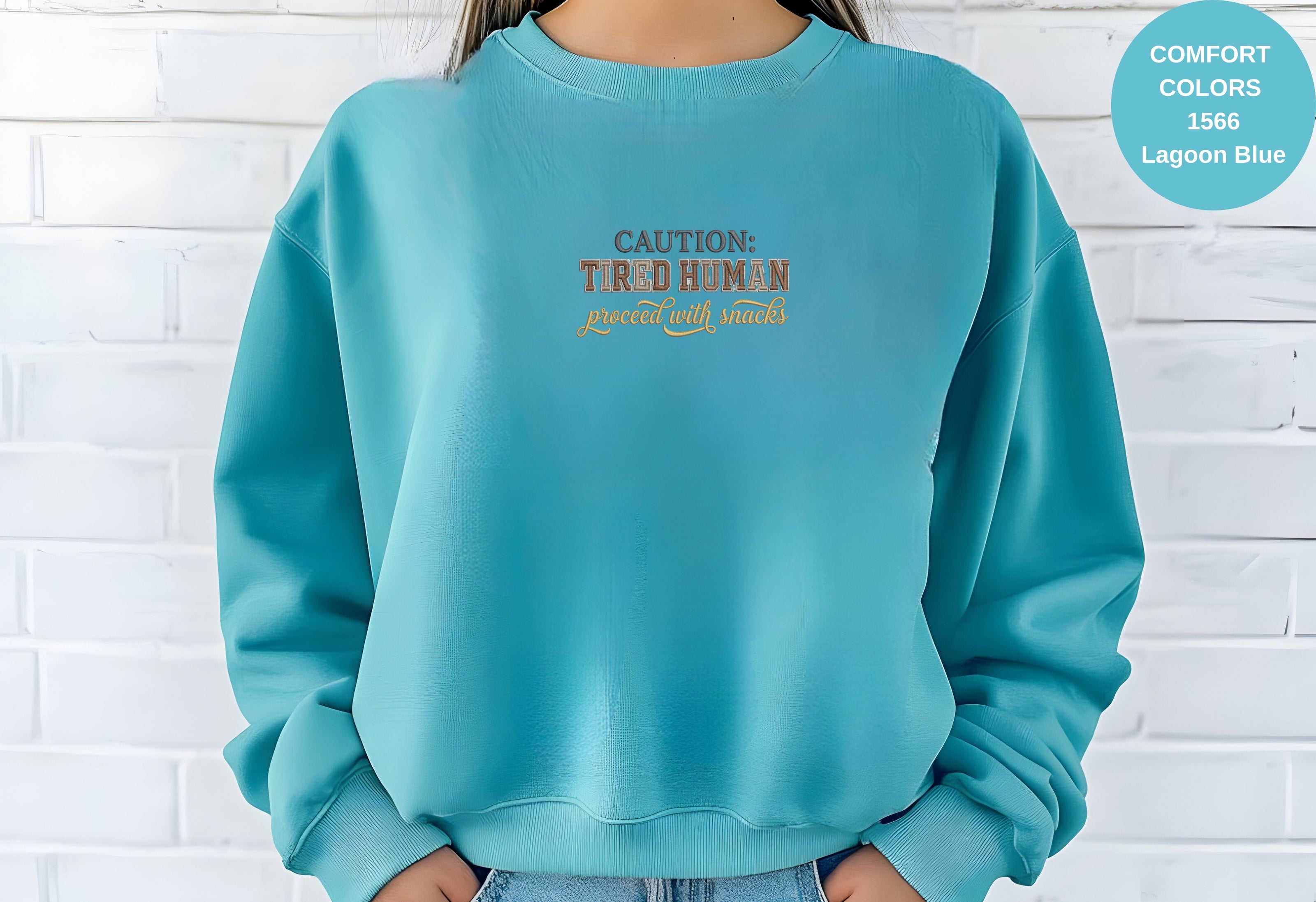 Caution Tired Human Printed Unisex Garment-Dyed Sweatshirt