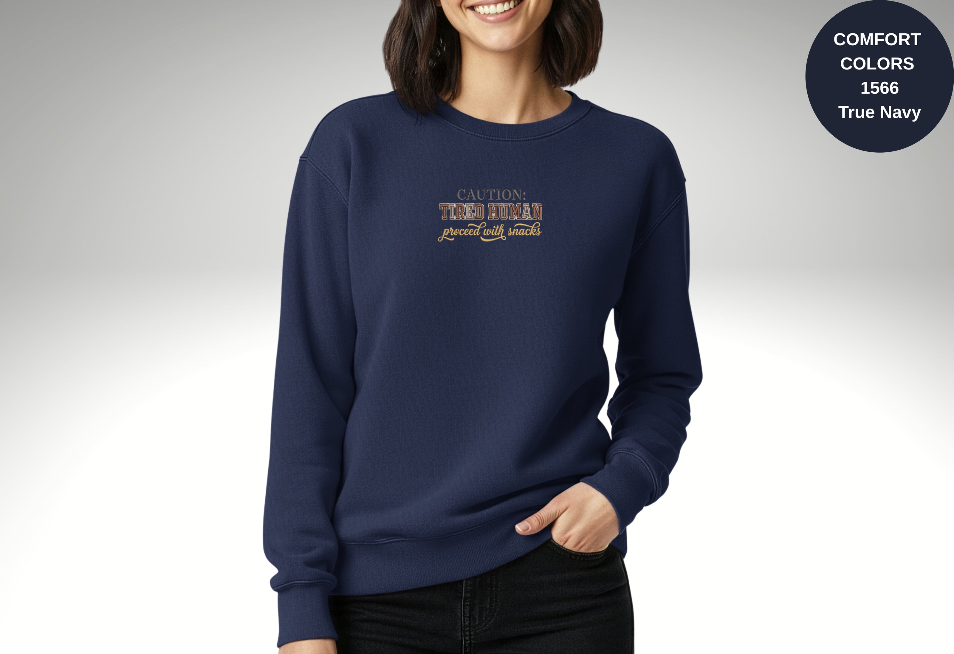 Caution Tired Human Printed Unisex Garment-Dyed Sweatshirt