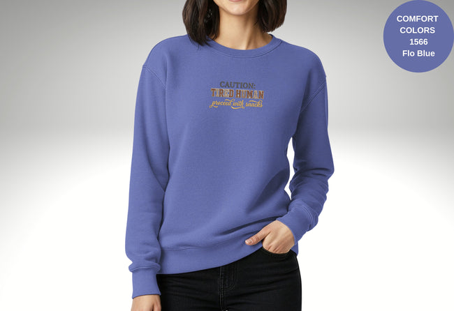 Caution Tired Human Printed Unisex Garment-Dyed Sweatshirt