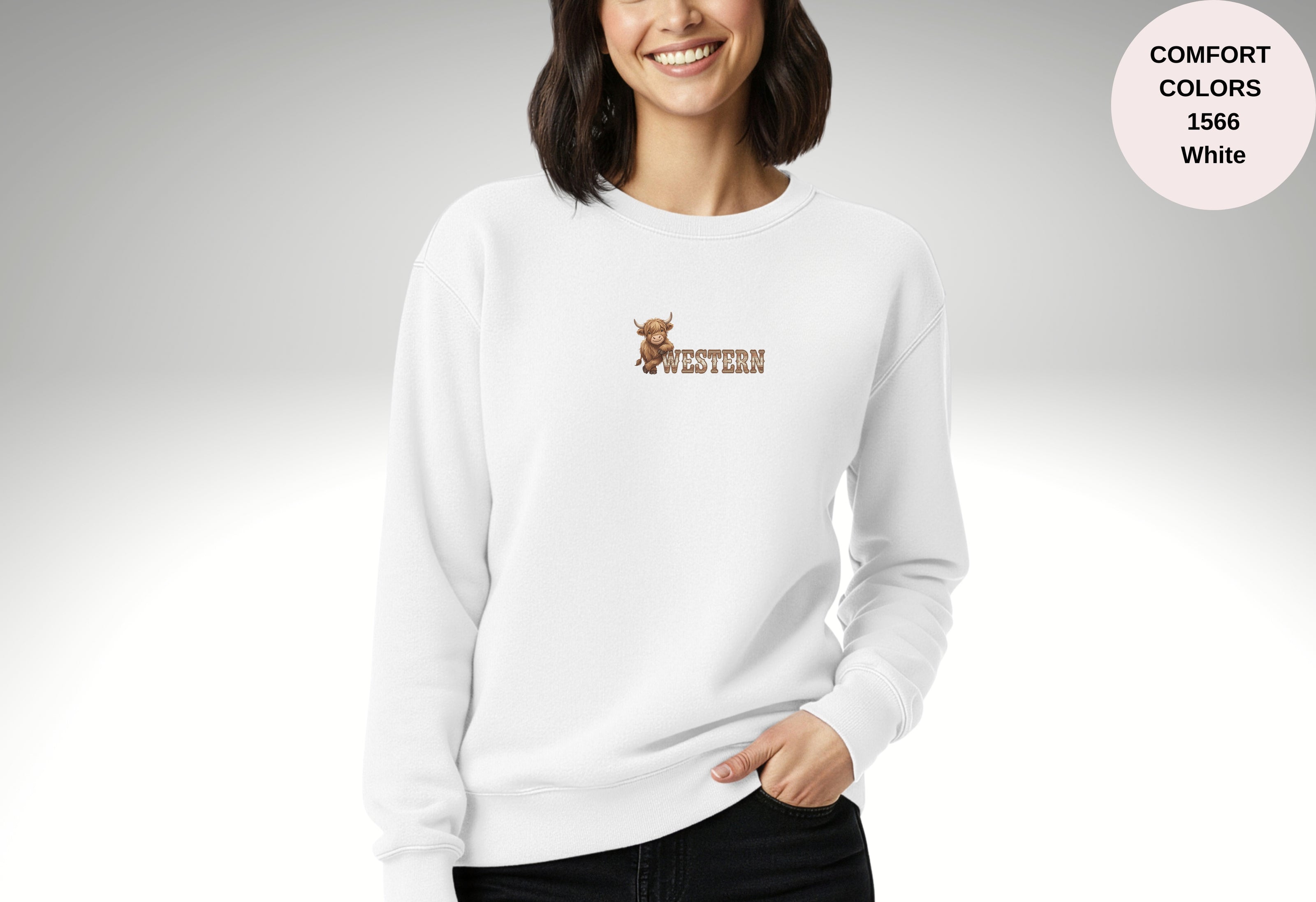 Western Cow Print Unisex Garment-Dyed Sweatshirt
