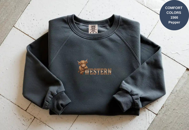 Western Cow Print Unisex Garment-Dyed Sweatshirt