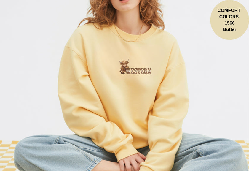 Western Cow Print Unisex Garment-Dyed Sweatshirt