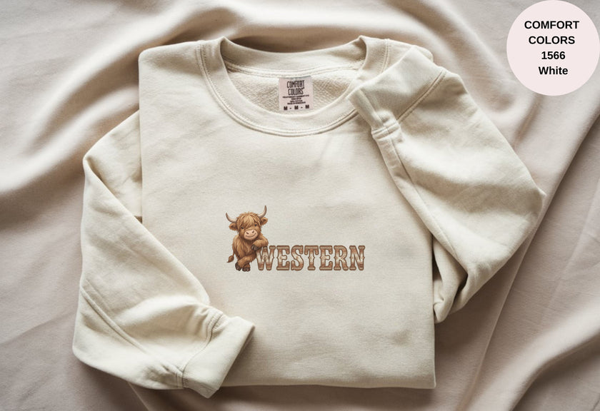 Western Cow Print Unisex Garment-Dyed Sweatshirt