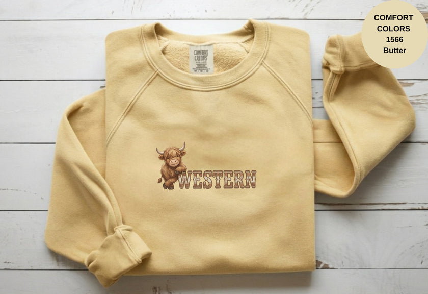 Western Cow Print Unisex Garment-Dyed Sweatshirt