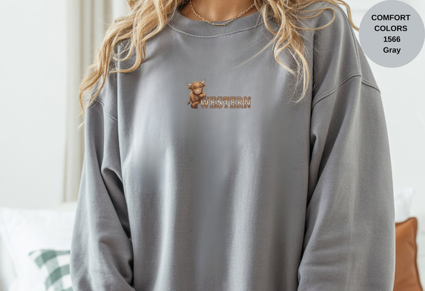 Western Cow Print Unisex Garment-Dyed Sweatshirt