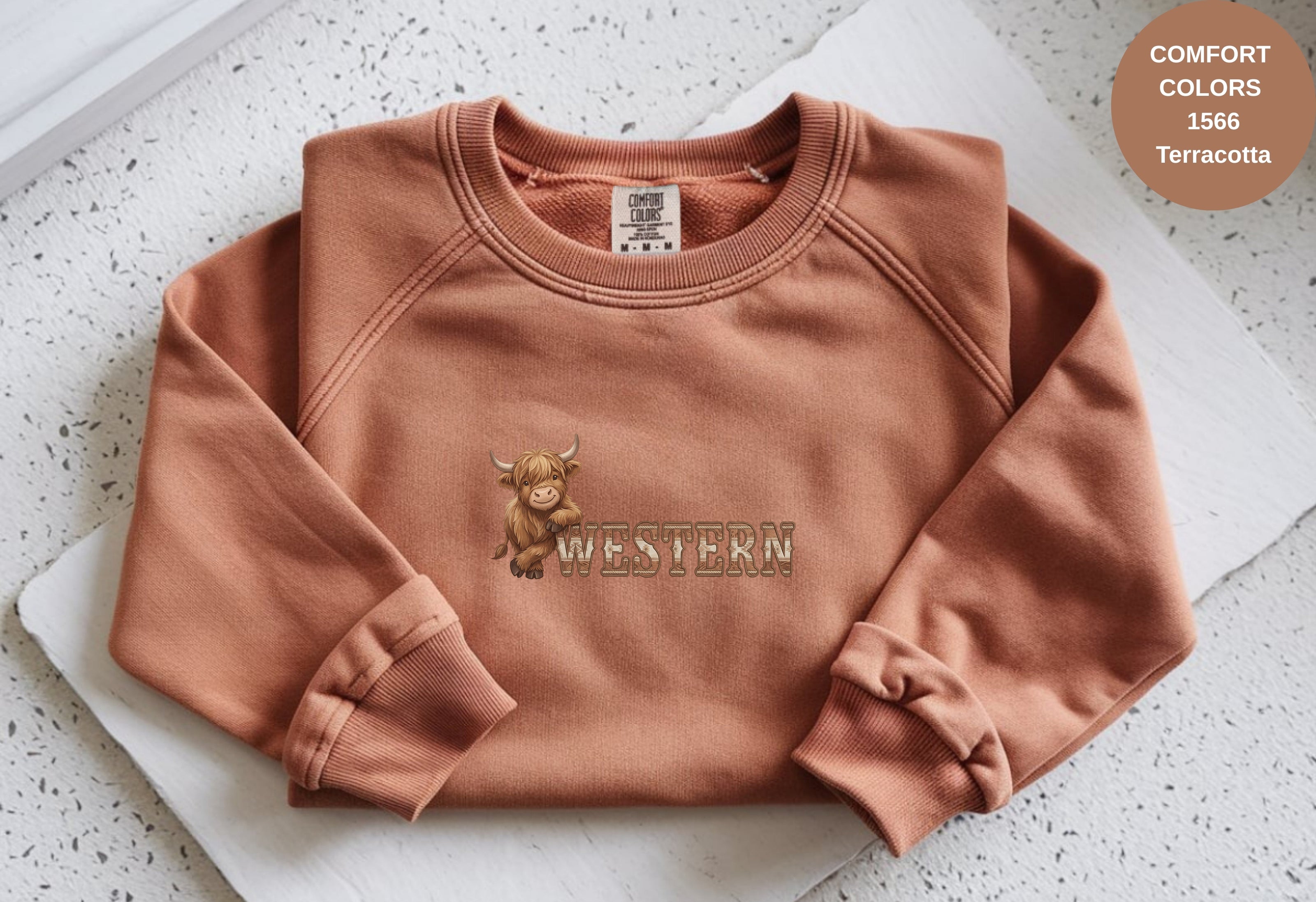 Western Cow Print Unisex Garment-Dyed Sweatshirt
