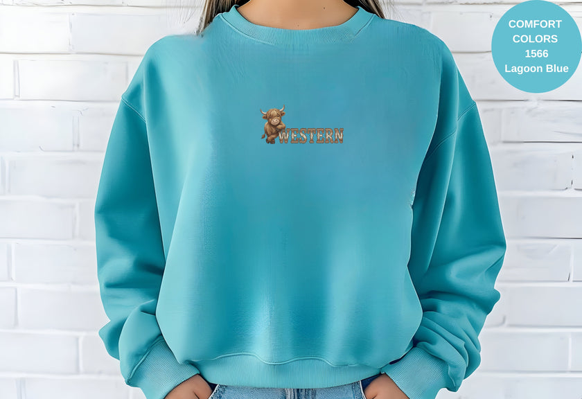 Western Cow Print Unisex Garment-Dyed Sweatshirt