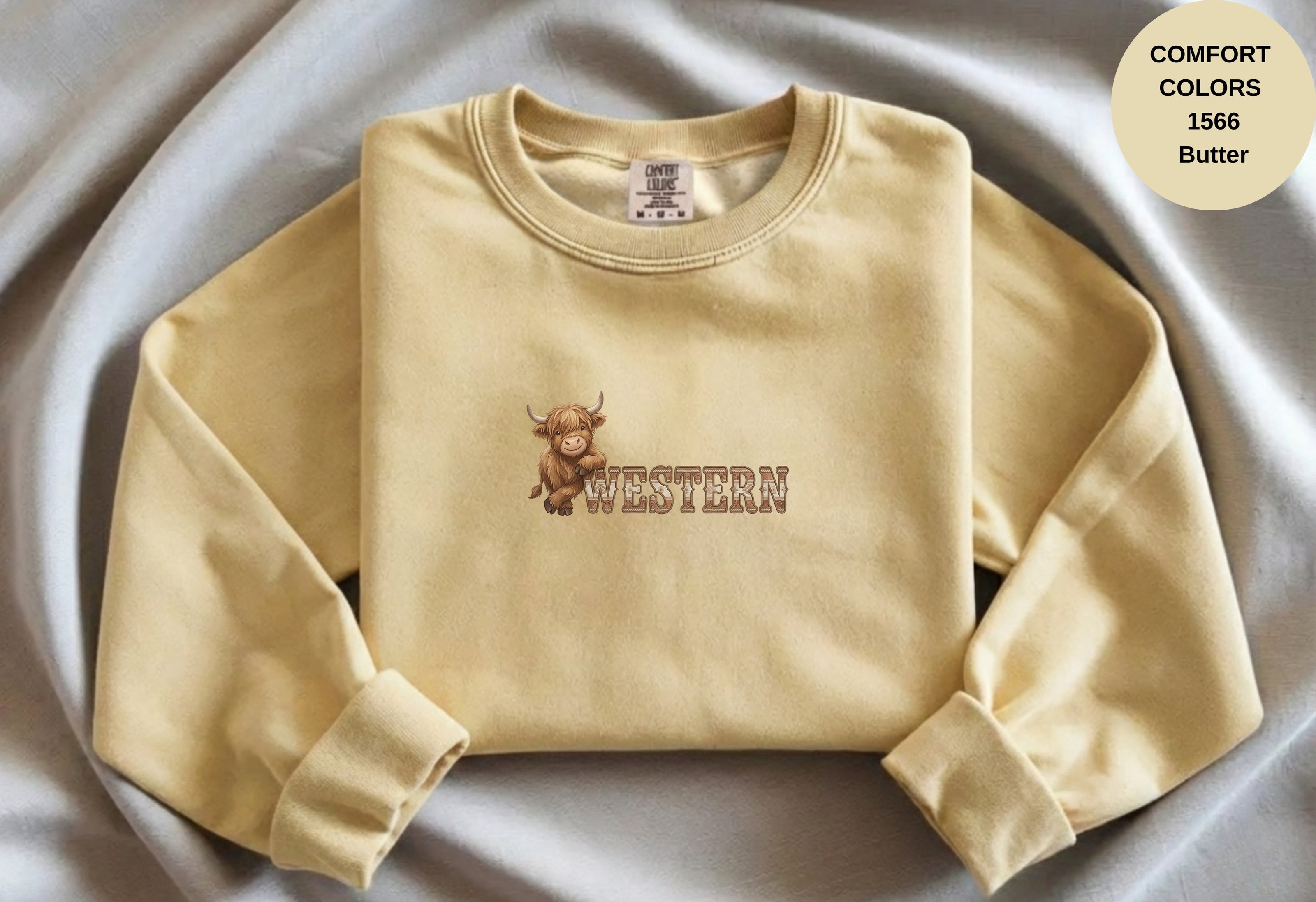 Western Cow Print Unisex Garment-Dyed Sweatshirt