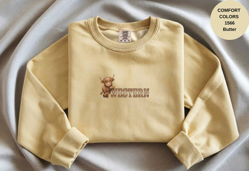 Western Cow Print Unisex Garment-Dyed Sweatshirt